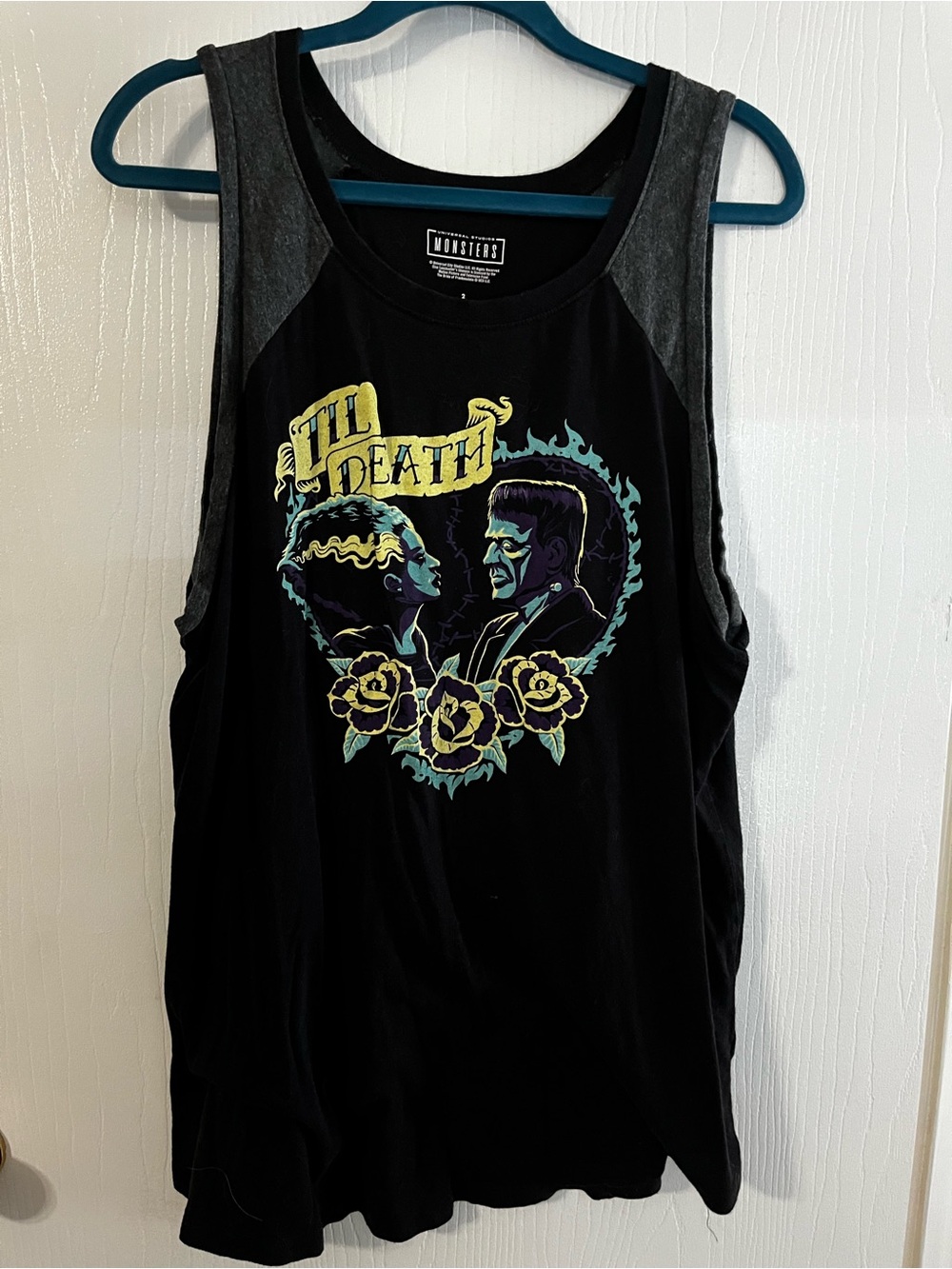 torrid Black Tank Top with Yellow & Teal 'Til Death' Graphic